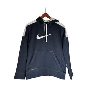Nike Therma-Fit Blue White Long Sleeve Pullover Hoodie Sweatshirt Warm Men’s S